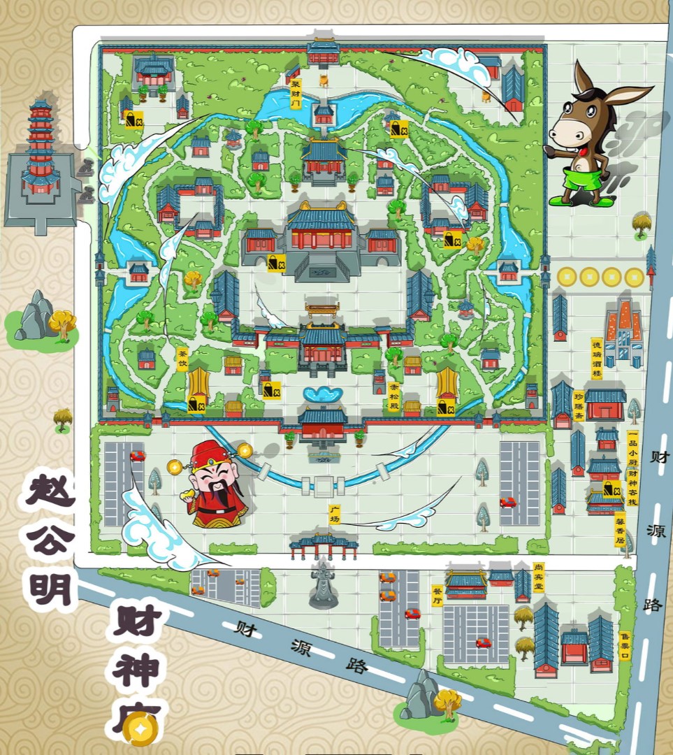 涿州寺庙类手绘地图